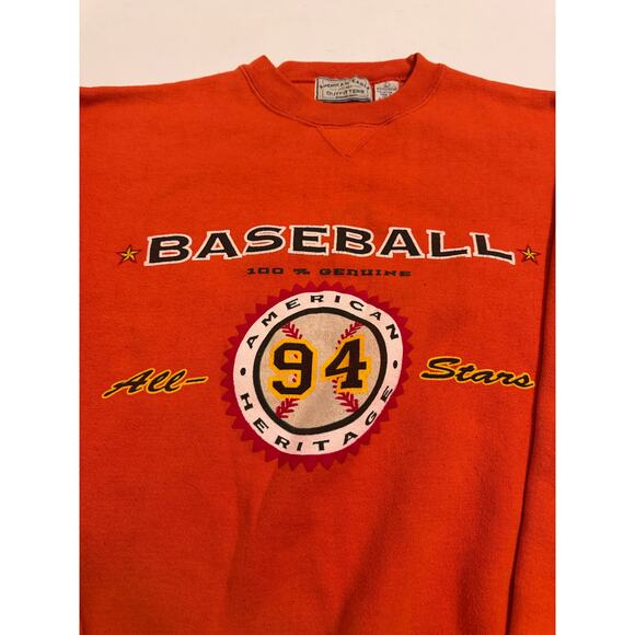 Vtg Y2K American Eagle Outfitters Orange Baseball Crewneck Sweatshirt Size L - Picture 2 of 4